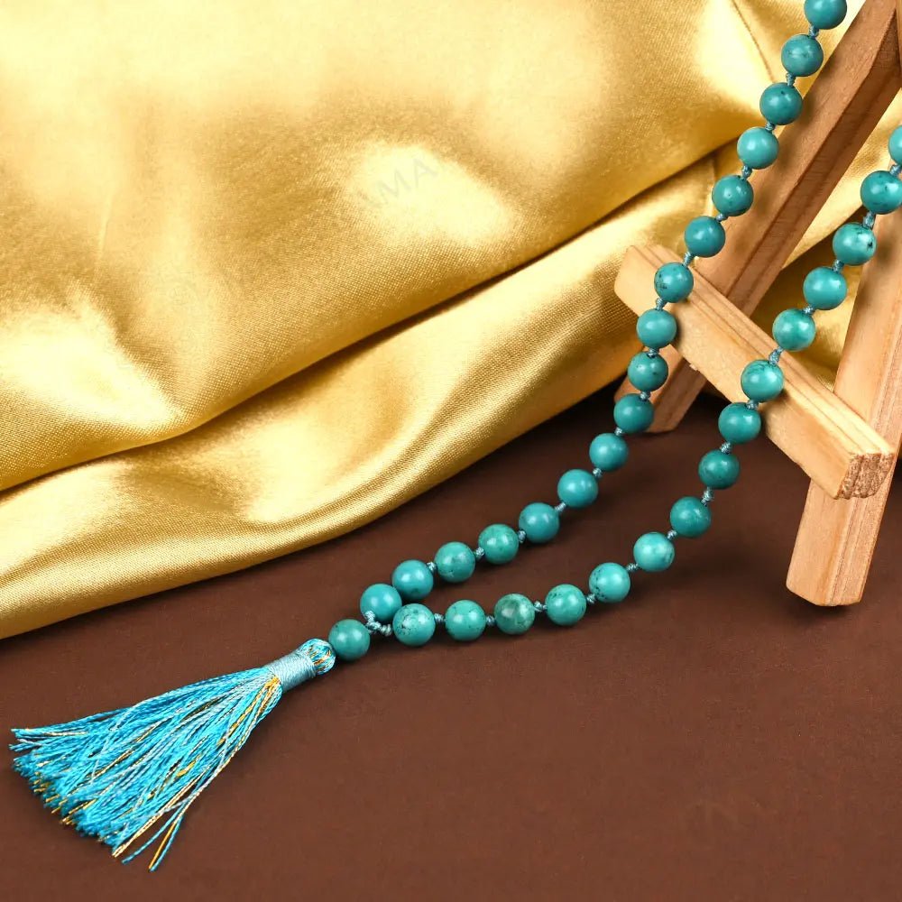 MantraMani Blue Magnesite Turquoise Mala - Energized Vedic Gemstone Jewelry - MantraMani