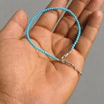 MantraMani Turquoise Diamond Cut Anklet: Strengthens Communication & Confidence - Energized Vedic Gemstone Jewelry - Man...