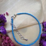 MantraMani Turquoise Diamond Cut Anklet: Strengthens Communication & Confidence - Energized Vedic Gemstone Jewelry - Man...