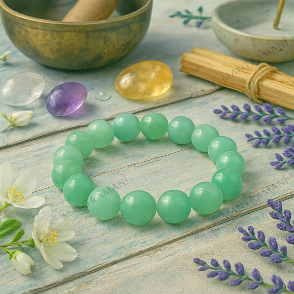 MantraMani FortuneFlow Green Aventurine Bracelet for Luck, Wealth & Emotional Healing - Energized Vedic Gemstone Jewelry...
