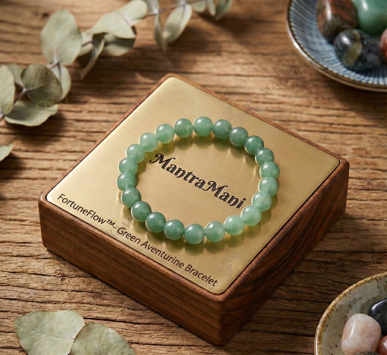 MantraMani FortuneFlow Green Aventurine Bracelet for Luck, Wealth & Emotional Healing - Energized Vedic Gemstone Jewelry...