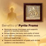 MantraMani Ganesh Ji Raw Pyrite Frame for Prosperity and Good Fortune - Energized Vedic Gemstone Jewelry - MantraMani
