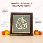 MantraMani Ganesh Ji Raw Pyrite Frame for Prosperity and Good Fortune - Energized Vedic Gemstone Jewelry - MantraMani