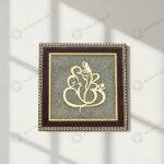 MantraMani Ganesh Ji Raw Pyrite Frame for Prosperity and Good Fortune - Energized Vedic Gemstone Jewelry - MantraMani