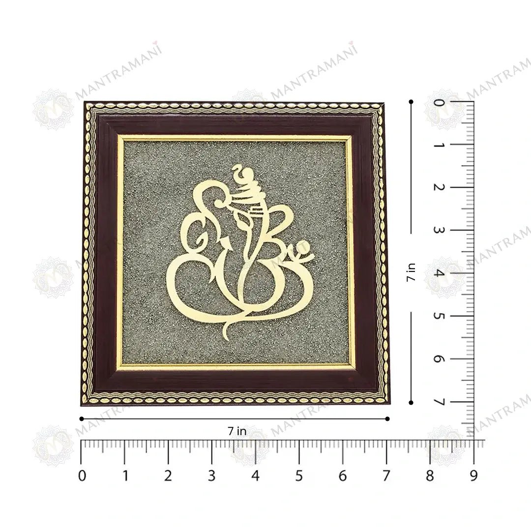MantraMani Ganesh Ji Raw Pyrite Frame for Prosperity and Good Fortune - Energized Vedic Gemstone Jewelry - MantraMani