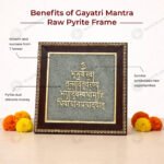 MantraMani Gayatri Mantra Raw Pyrite Frame for Wisdom and Light - Energized Vedic Gemstone Jewelry - MantraMani