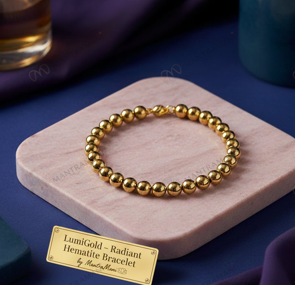 LumiGold Hematite Bracelet – Grounding & Focus | MantraMani