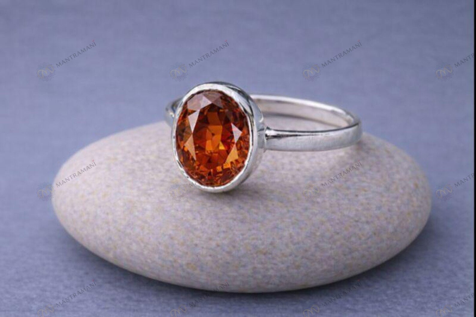 MantraMani Rahu Hessonite Ring: Protection from Hidden Enemies - Energized Vedic Gemstone Jewelry - MantraMani
