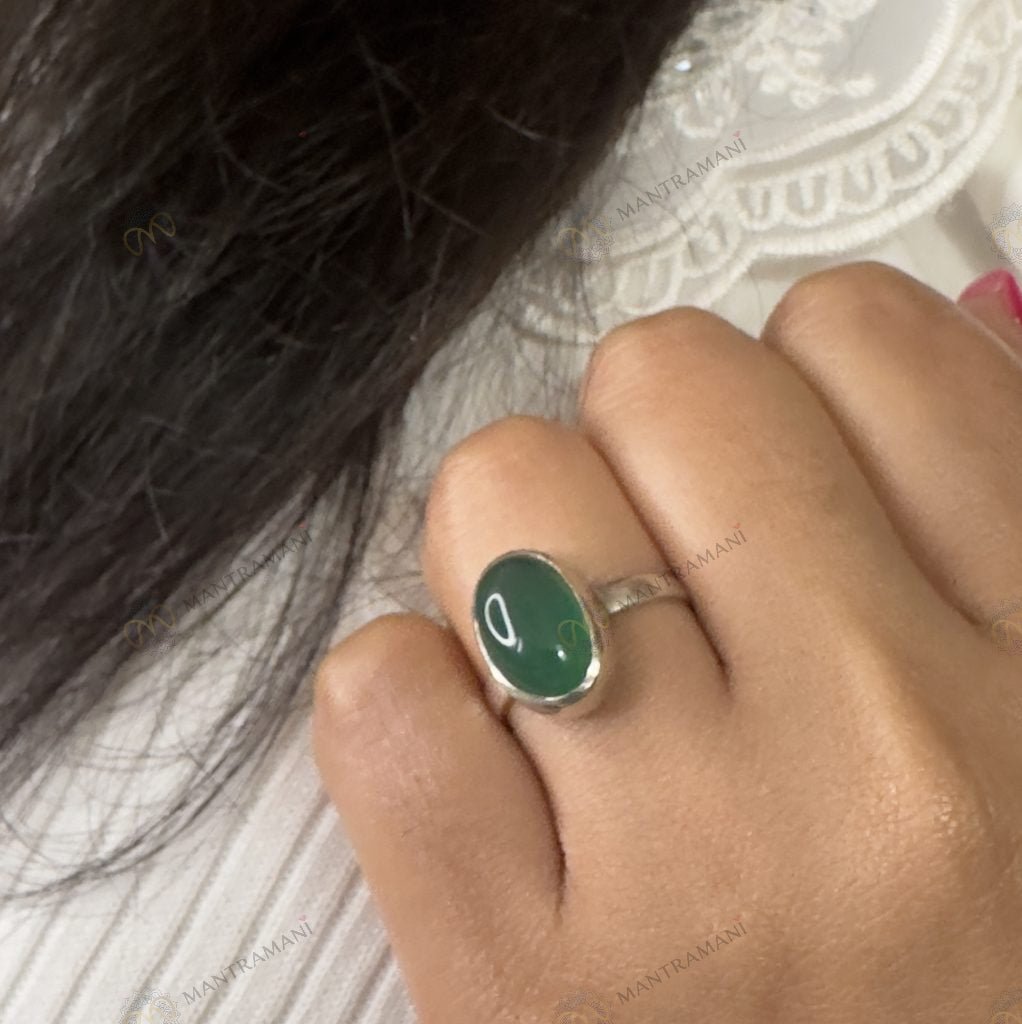 MantraMani Green Onyx Ring: Encourages Self - Energized Vedic Gemstone Jewelry - MantraMani