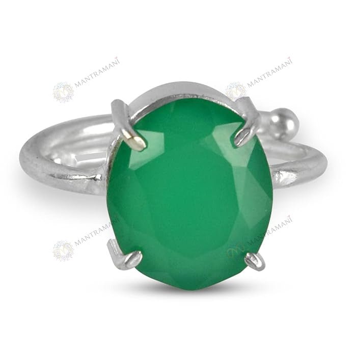 MantraMani Green Onyx Ring: Encourages Self - Energized Vedic Gemstone Jewelry - MantraMani