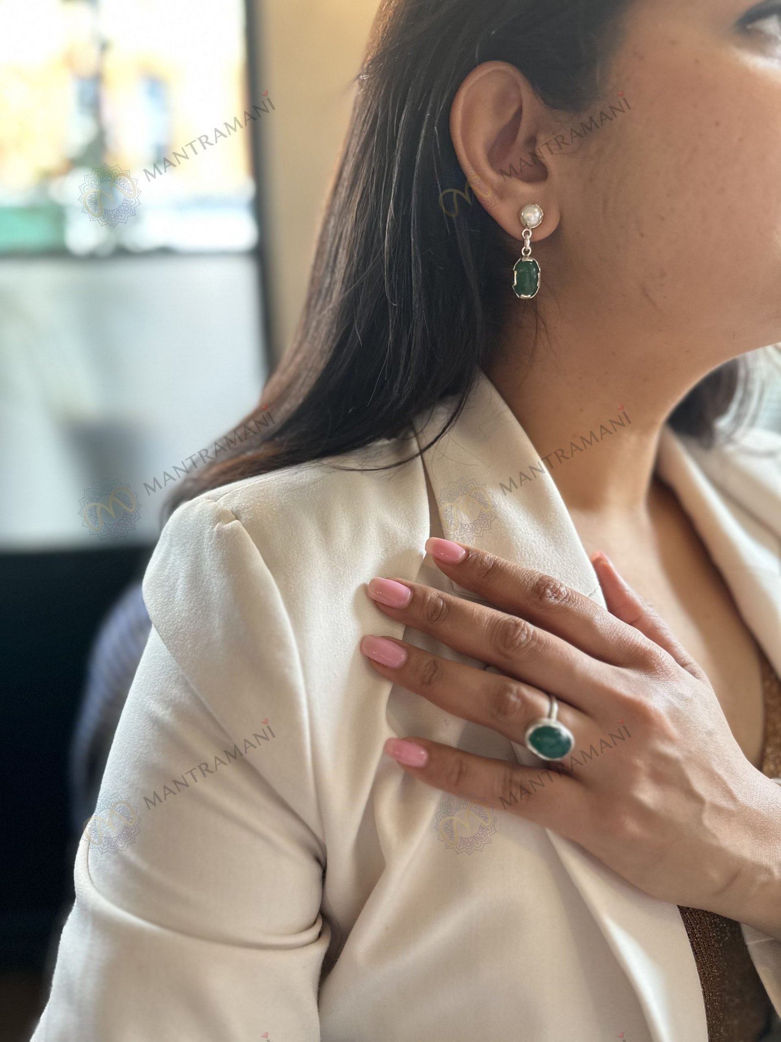 MantraMani Green Onyx Ring: Encourages Self - Energized Vedic Gemstone Jewelry - MantraMani