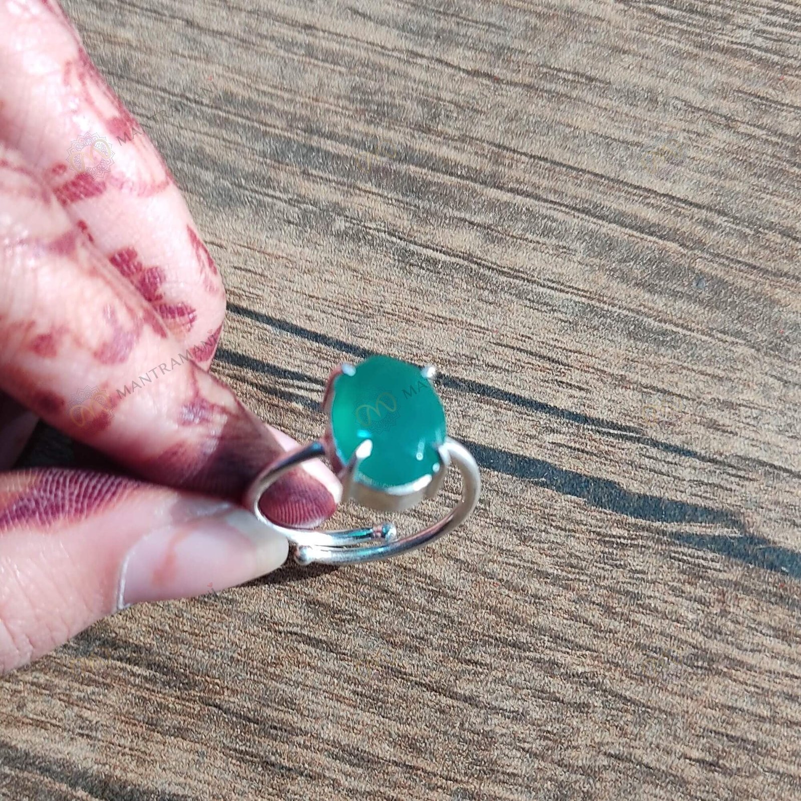 MantraMani Green Onyx Ring: Encourages Self - Confidence and Willpower