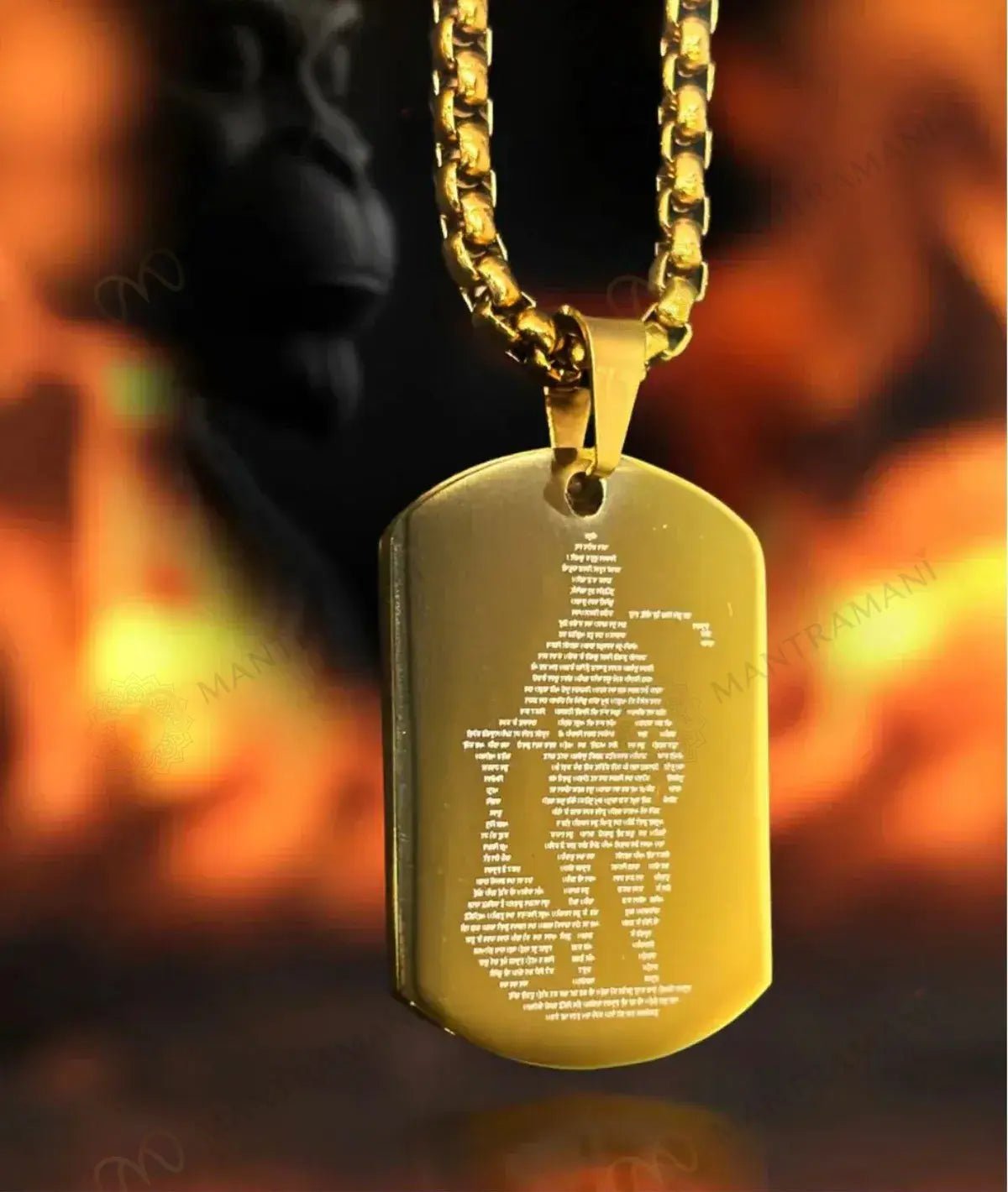 MantraMani Shree Hanuman Chalisa Pendant BLACK - Energized Vedic Gemstone Jewelry - MantraMani