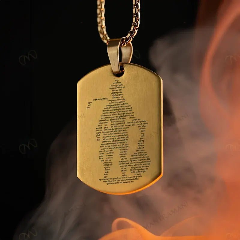 MantraMani Shree Hanuman Chalisa Pendant BLACK - Energized Vedic Gemstone Jewelry - MantraMani