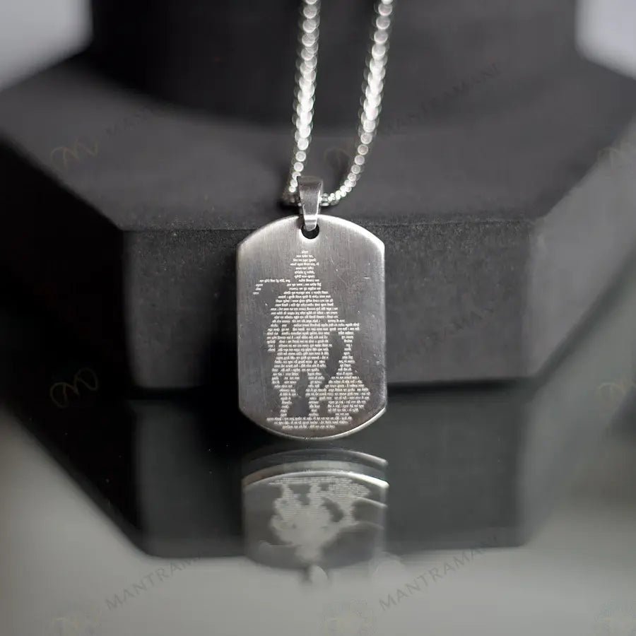 MantraMani Shree Hanuman Chalisa Pendant BLACK - Energized Vedic Gemstone Jewelry - MantraMani