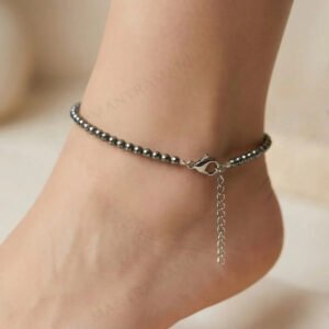 MantraMani Hematite Anklet: Stone Of Mind & Protect from Psychic Attack
