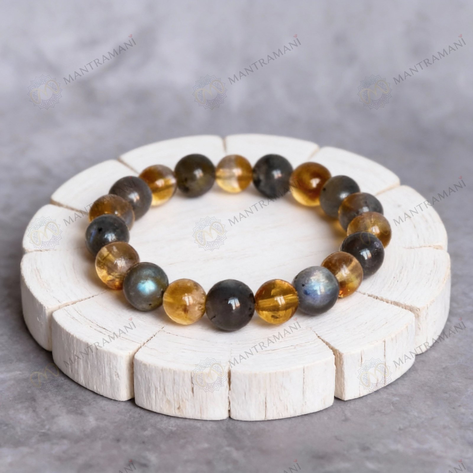 MantraMani Gemini Zodiac Birthstone Crystal Bracelet - Energized Vedic Gemstone Jewelry - MantraMani
