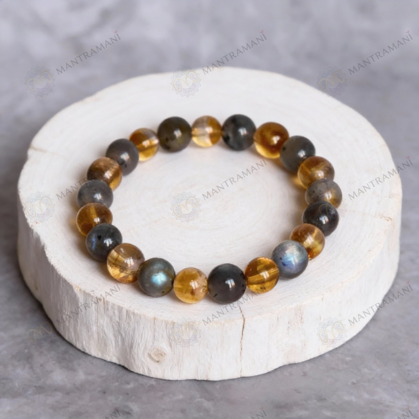 MantraMani Gemini Zodiac Birthstone Crystal Bracelet - Energized Vedic Gemstone Jewelry - MantraMani