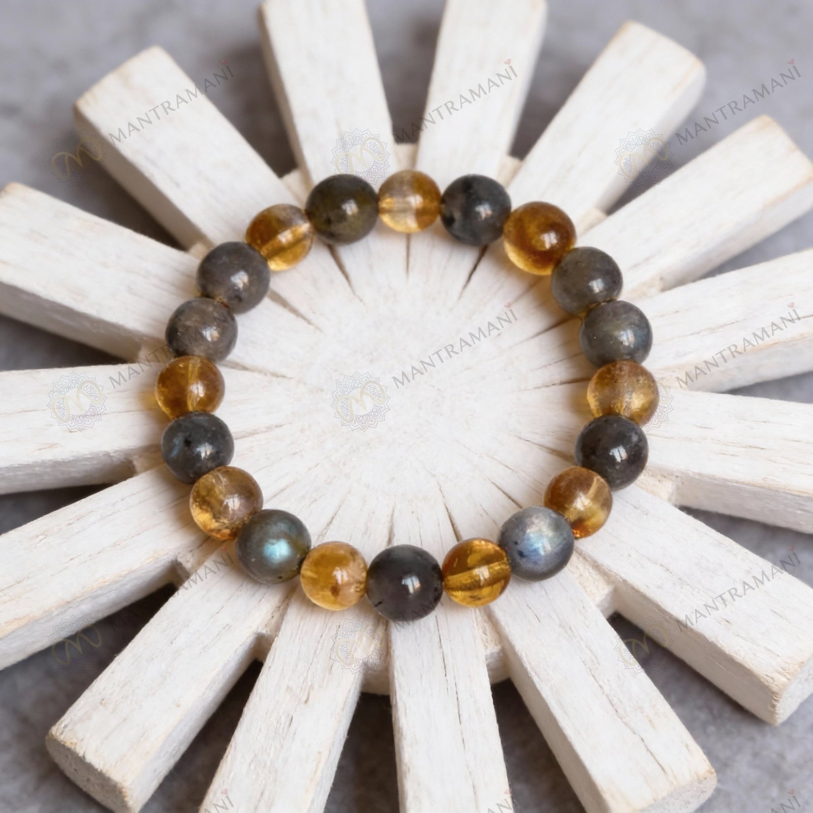 MantraMani Gemini Zodiac Birthstone Crystal Bracelet - Energized Vedic Gemstone Jewelry - MantraMani