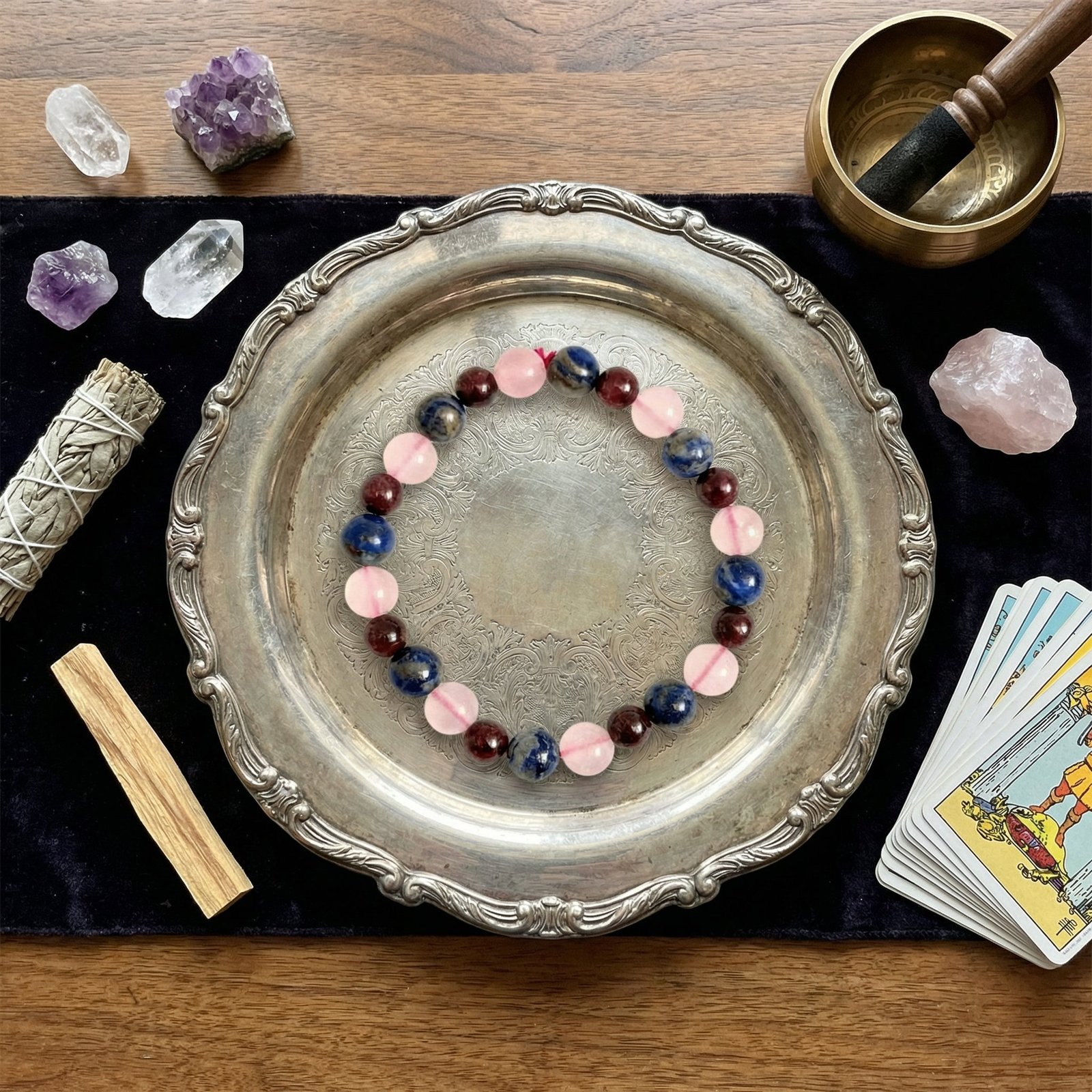 MantraMani Capricorn Zodiac Birthstone Crystal Bracelet - Energized Vedic Gemstone Jewelry - MantraMani