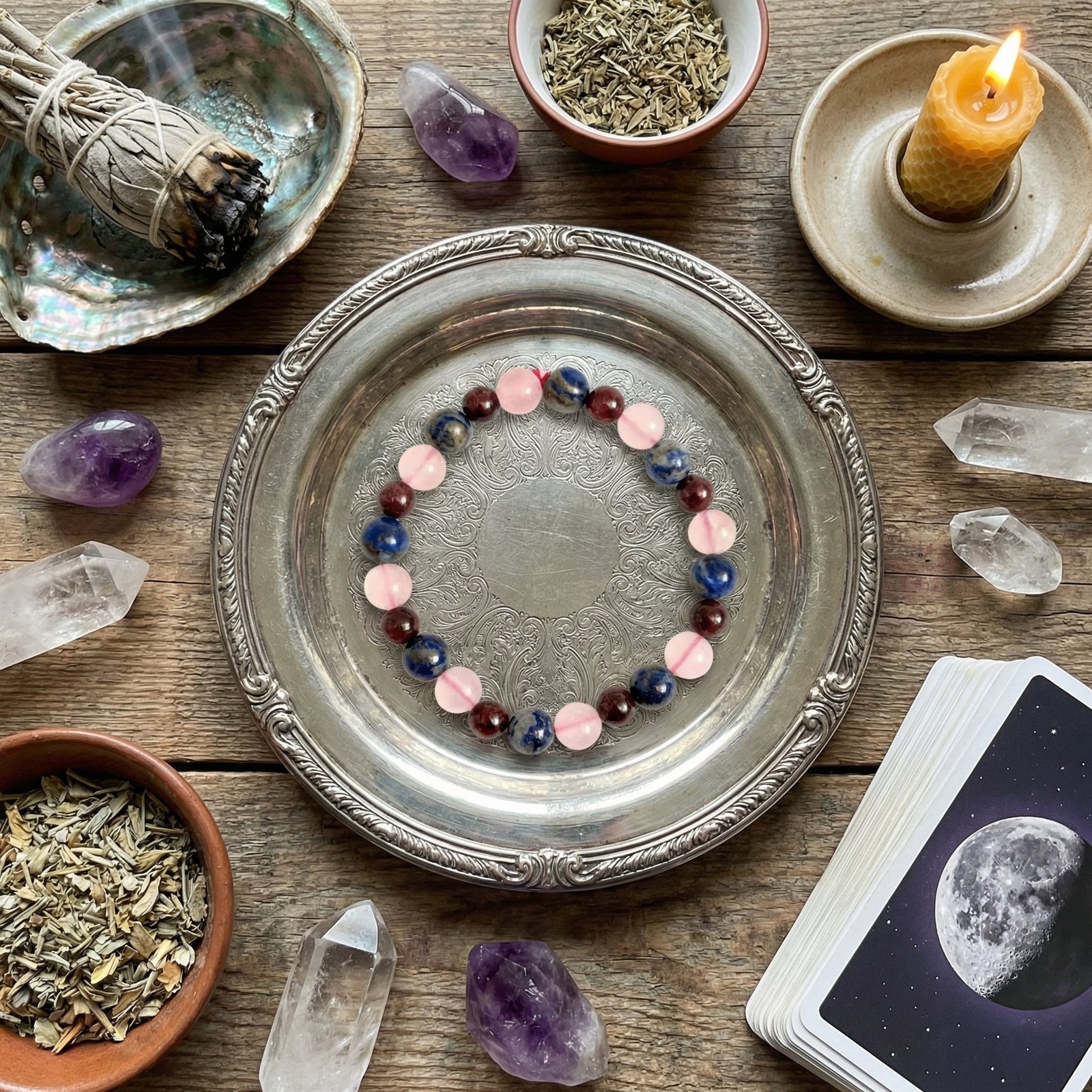 MantraMani Capricorn Zodiac Birthstone Crystal Bracelet - Energized Vedic Gemstone Jewelry - MantraMani
