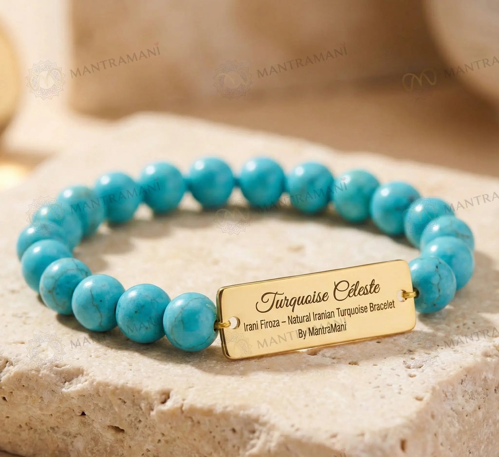 MantraMani Turquoise Cleste Irani Firoza - Energized Vedic Gemstone Jewelry - MantraMani