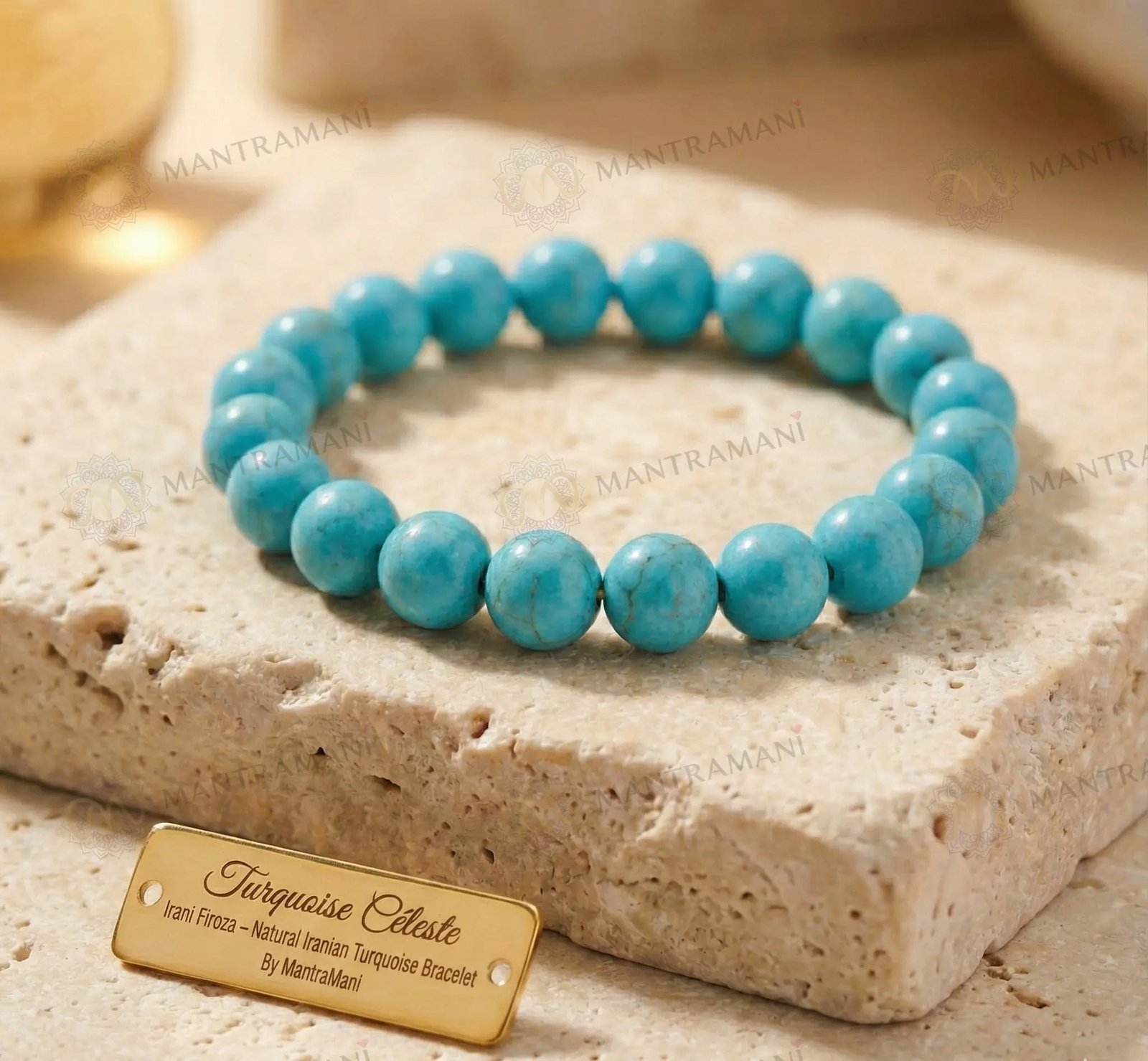 MantraMani Turquoise Cleste Irani Firoza - Energized Vedic Gemstone Jewelry - MantraMani