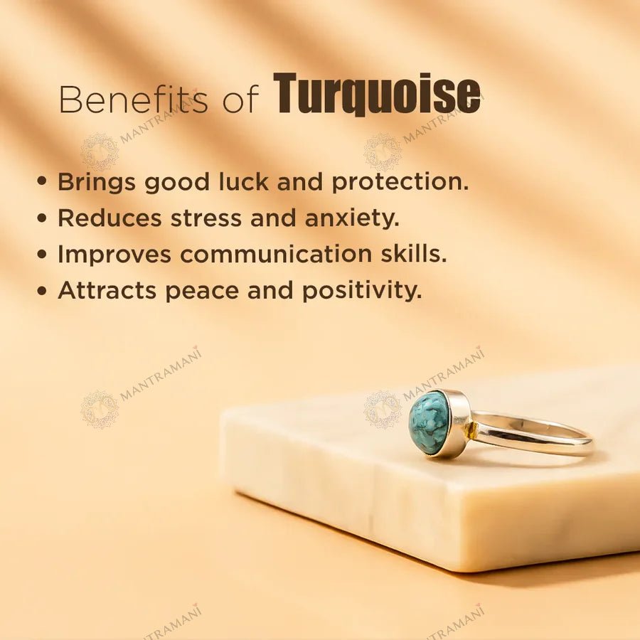 MantraMani Turquoise Ring: Strengthens Communication & Confidence