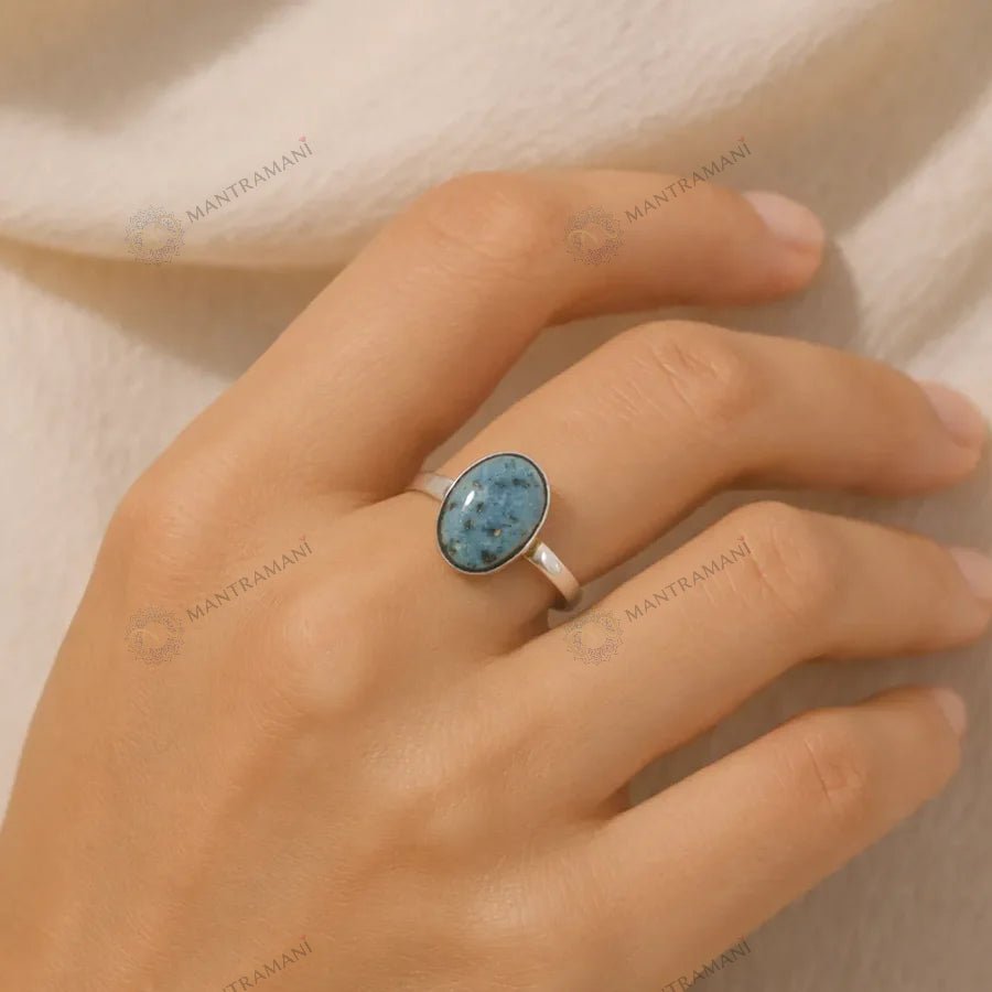 MantraMani Turquoise Ring: Strengthens Communication & Confidence - Energized Vedic Gemstone Jewelry - MantraMani