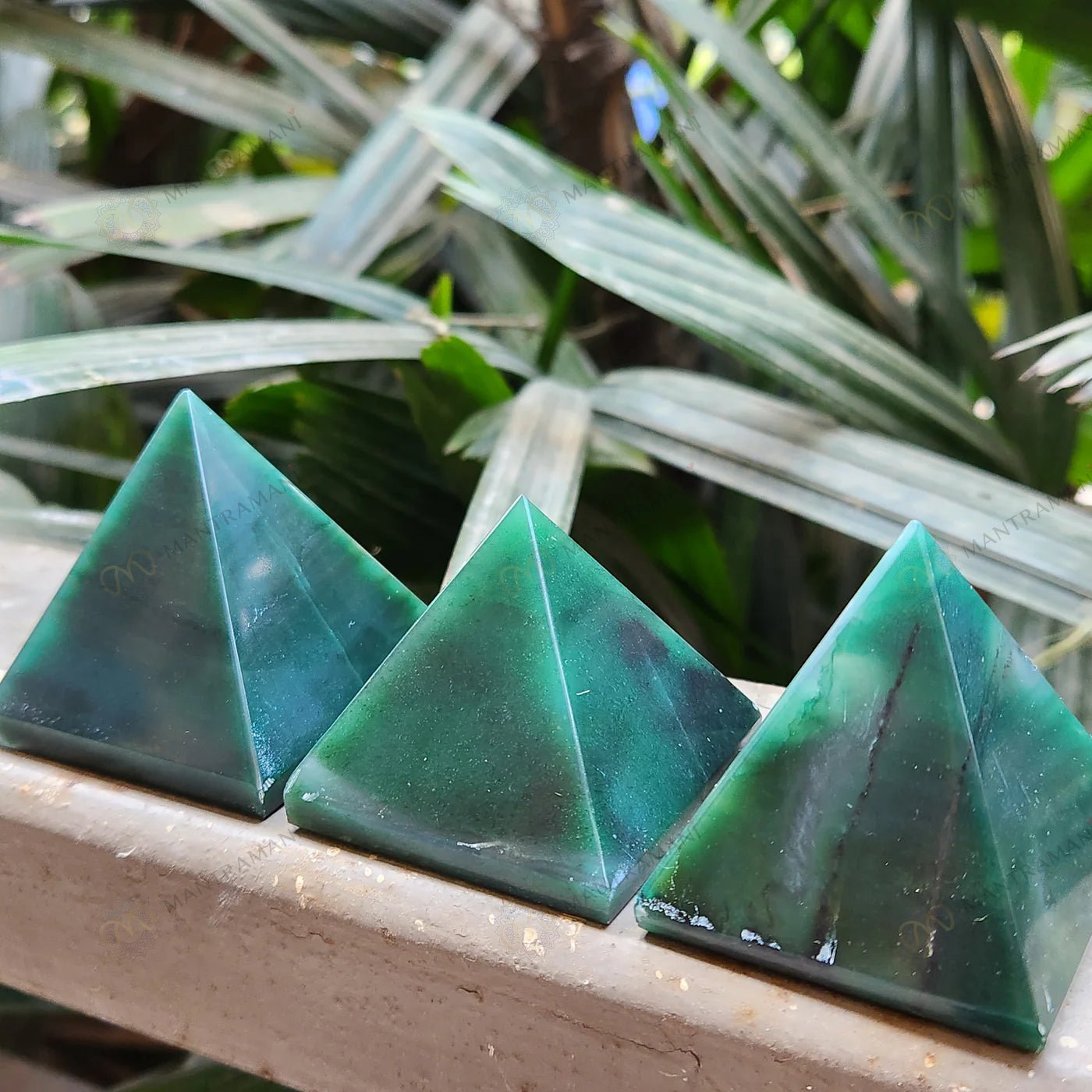 MantraMani Green Jade Pyramid - Energized Vedic Gemstone Jewelry - MantraMani