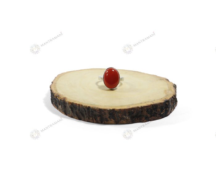 MantraMani Red Jasper Ring: Courage and Confidence - Energized Vedic Gemstone Jewelry - MantraMani