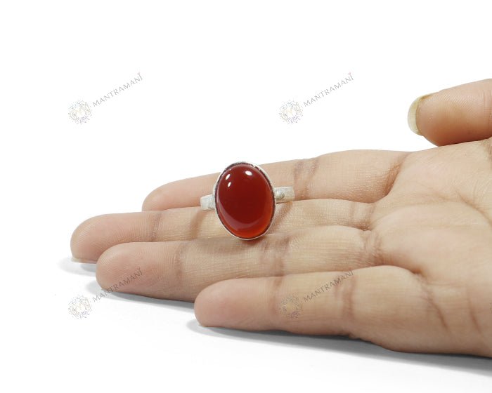 MantraMani Red Jasper Ring: Courage and Confidence - Energized Vedic Gemstone Jewelry - MantraMani