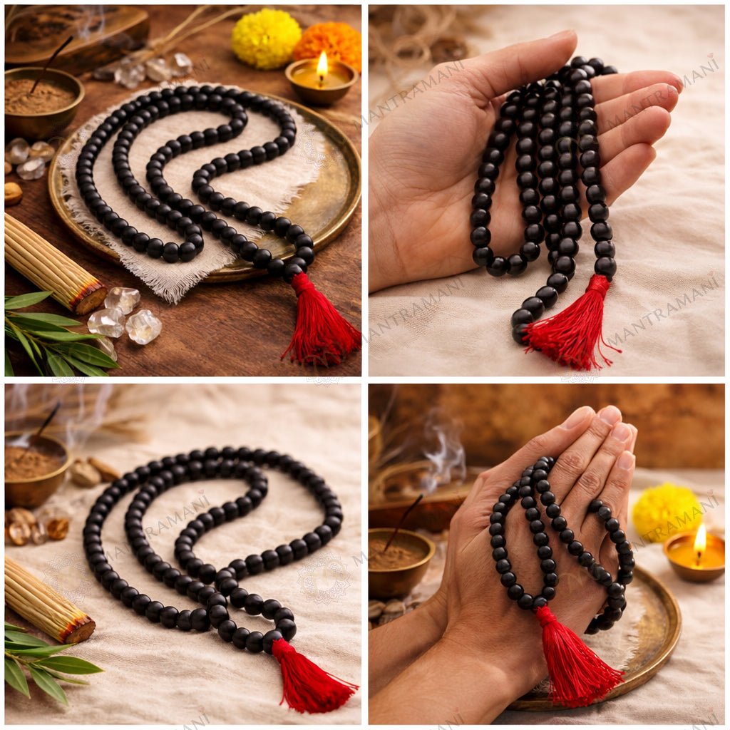 MantraMani Karungali Mala 108 Beads Ebony Wood Mala for Grounding, Protection & Self - Energized Vedic Gemstone Jewelry...