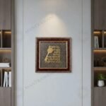 MantraMani Raw Pyrite Finish Shree Kuber Mantra Frame for Wealth & Good Luck - Energized Vedic Gemstone Jewelry - MantraMani