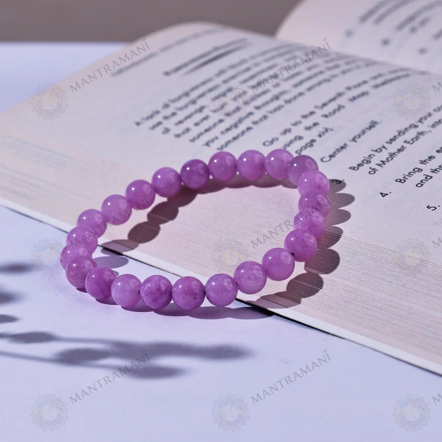 MantraMani Kunzite Bracelet to Heal Broken Hearts - Energized Vedic Gemstone Jewelry - MantraMani