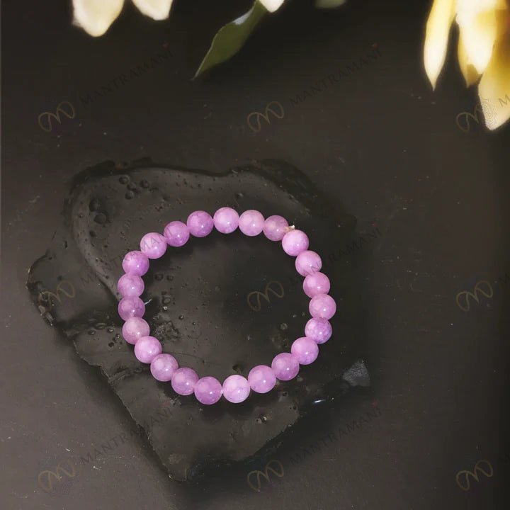 MantraMani Kunzite Bracelet to Heal Broken Hearts - Energized Vedic Gemstone Jewelry - MantraMani