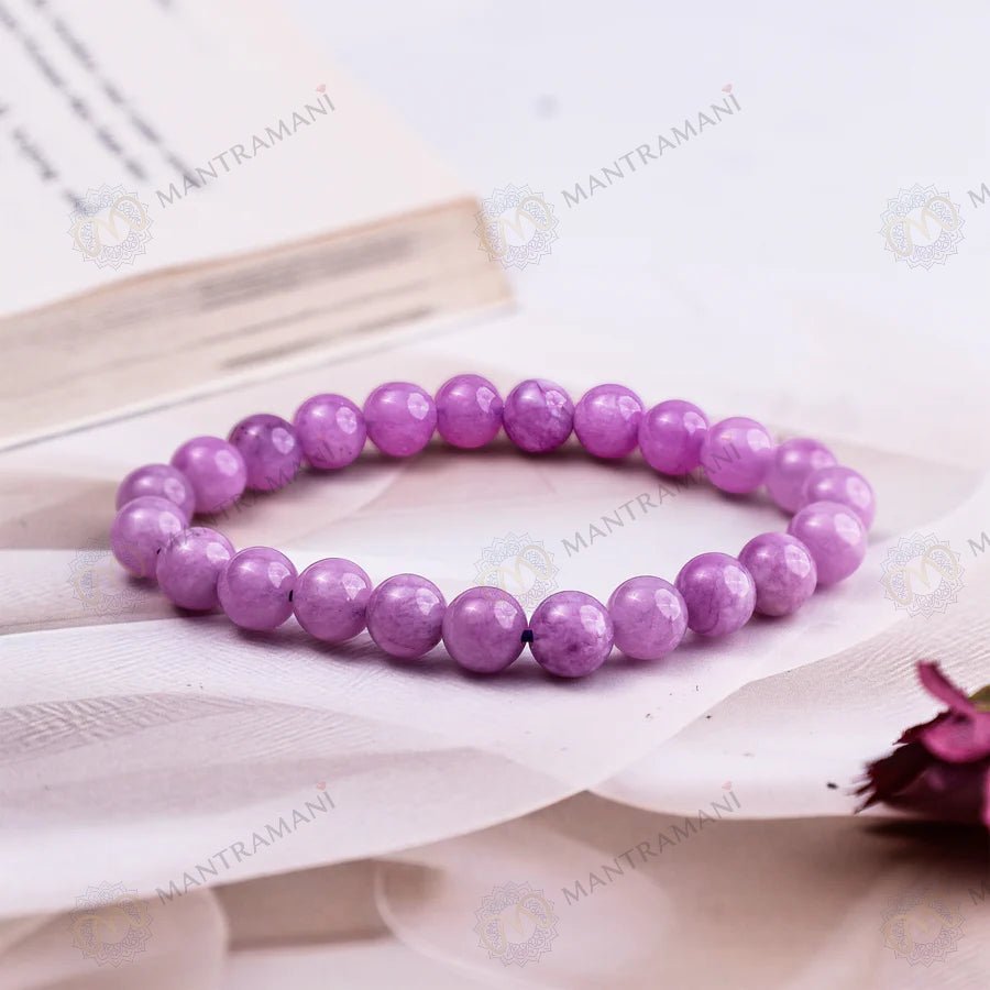MantraMani Kunzite Bracelet to Heal Broken Hearts - Energized Vedic Gemstone Jewelry - MantraMani