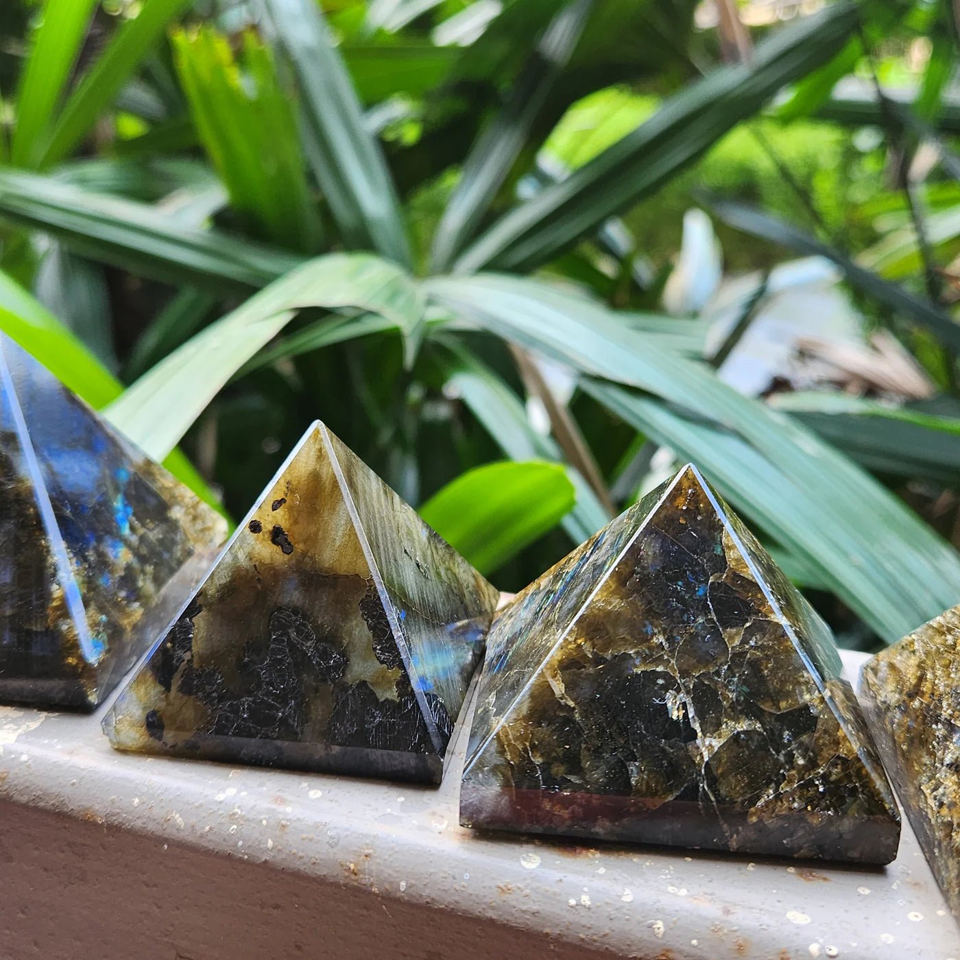 MantraMani Labradorite Pyramid - Energized Vedic Gemstone Jewelry - MantraMani