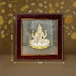 MantraMani Goddess of Wealth & Fortune Gajalakshmi Raw Pyrite Frame with FREE Raw Pyrite Stone - Energized Vedic Gemston...