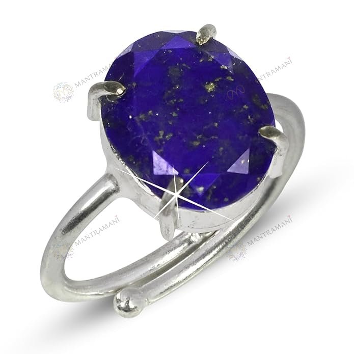 MantraMani Lapis Lazuli Ring: Enhancing Intuition and Spiritual Awareness - Energized Vedic Gemstone Jewelry - MantraMani