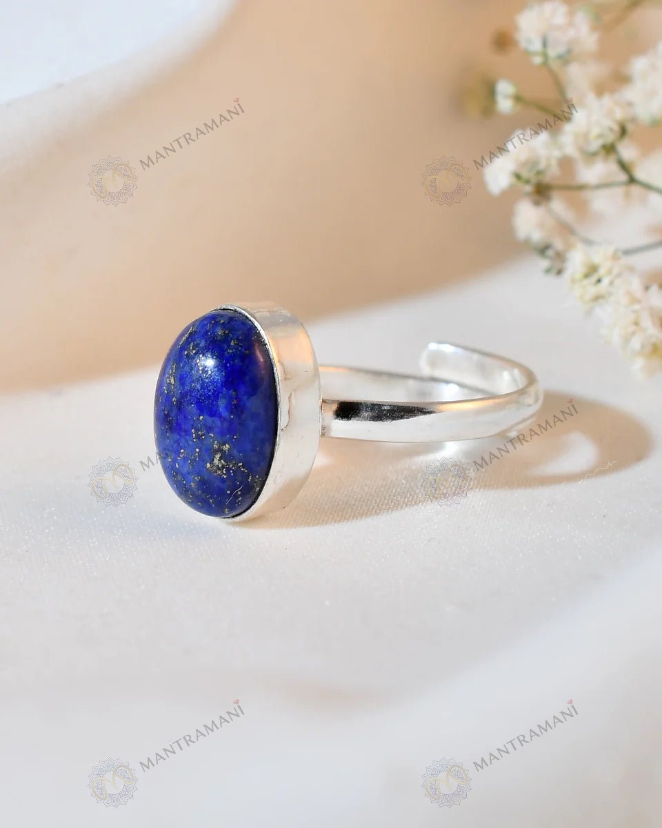 MantraMani Lapis Lazuli Ring: Enhancing Intuition and Spiritual Awareness - Energized Vedic Gemstone Jewelry - MantraMani