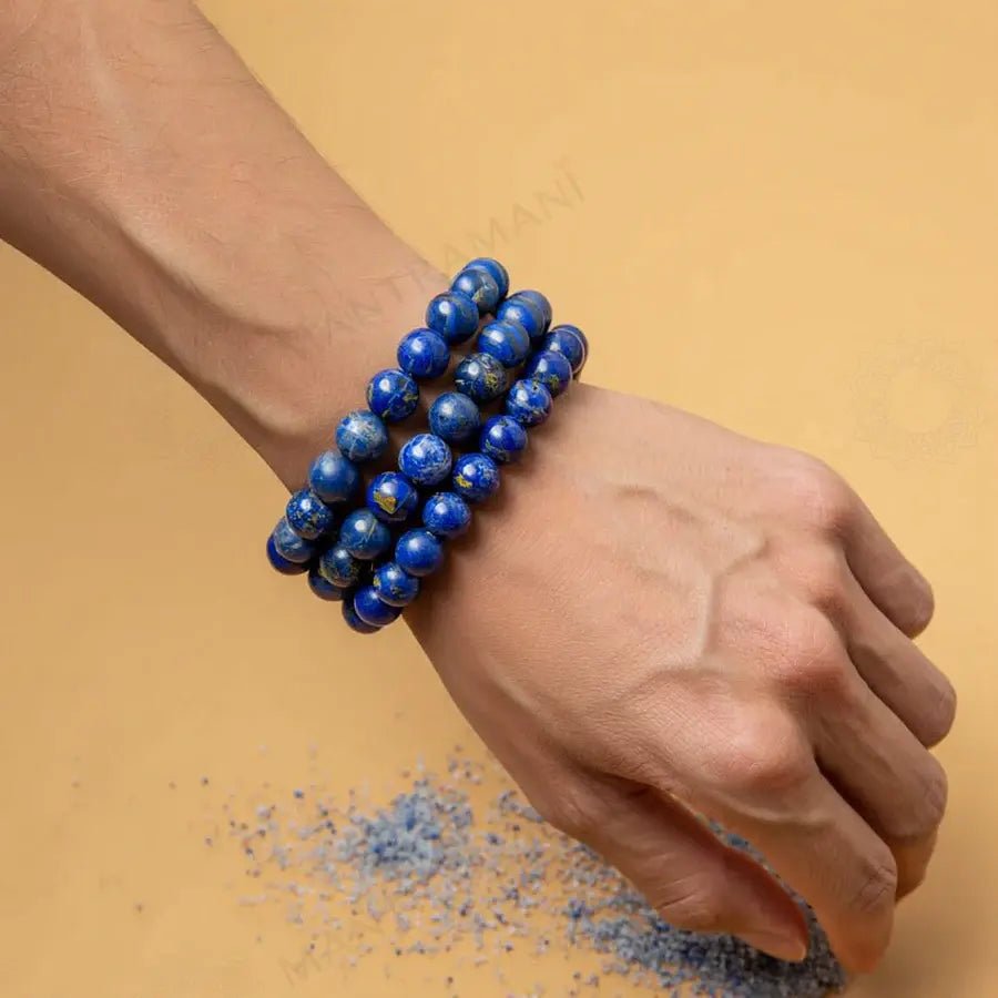 MantraMani Lapis Lazuli Bracelet - Energized Vedic Gemstone Jewelry - MantraMani