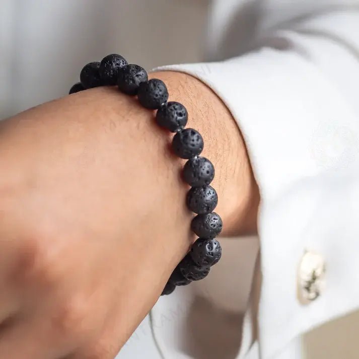 MantraMani Lava Stone Bracelet - Energized Vedic Gemstone Jewelry - MantraMani