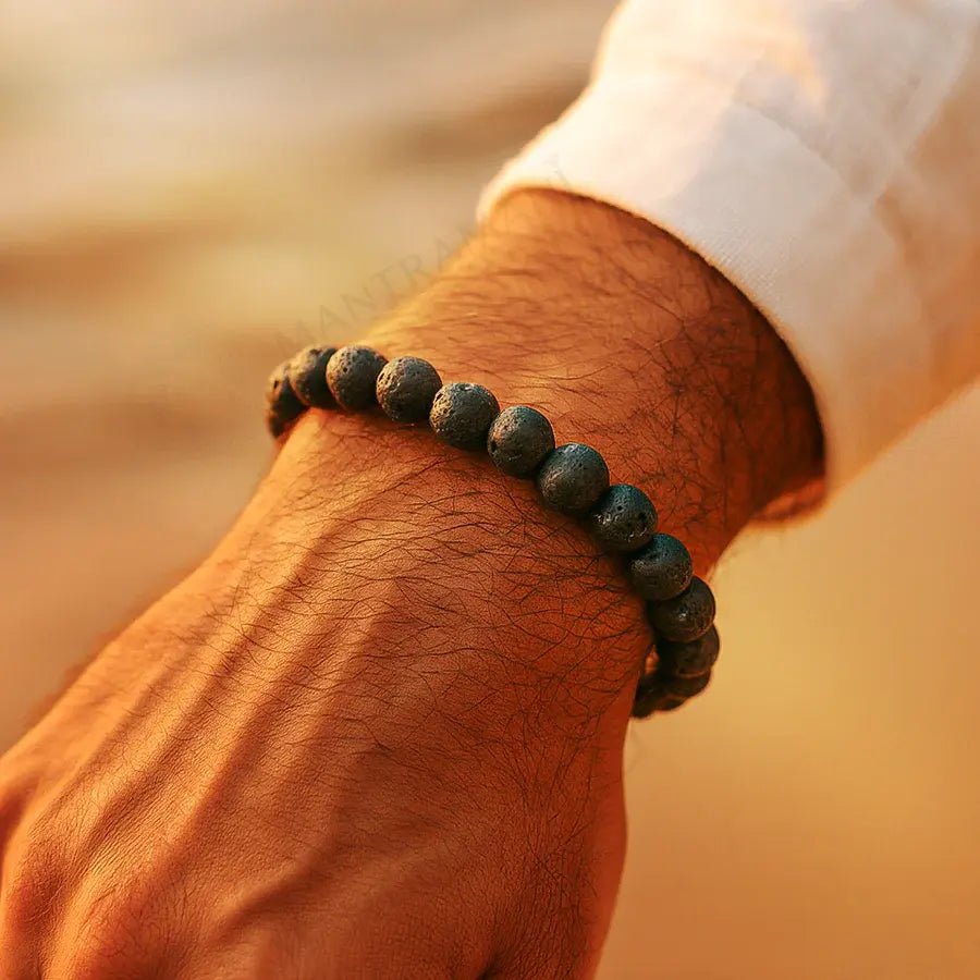 MantraMani Lava Stone Bracelet - Energized Vedic Gemstone Jewelry - MantraMani