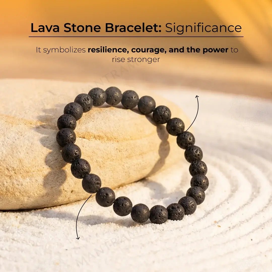 MantraMani Lava Stone Bracelet - Energized Vedic Gemstone Jewelry - MantraMani
