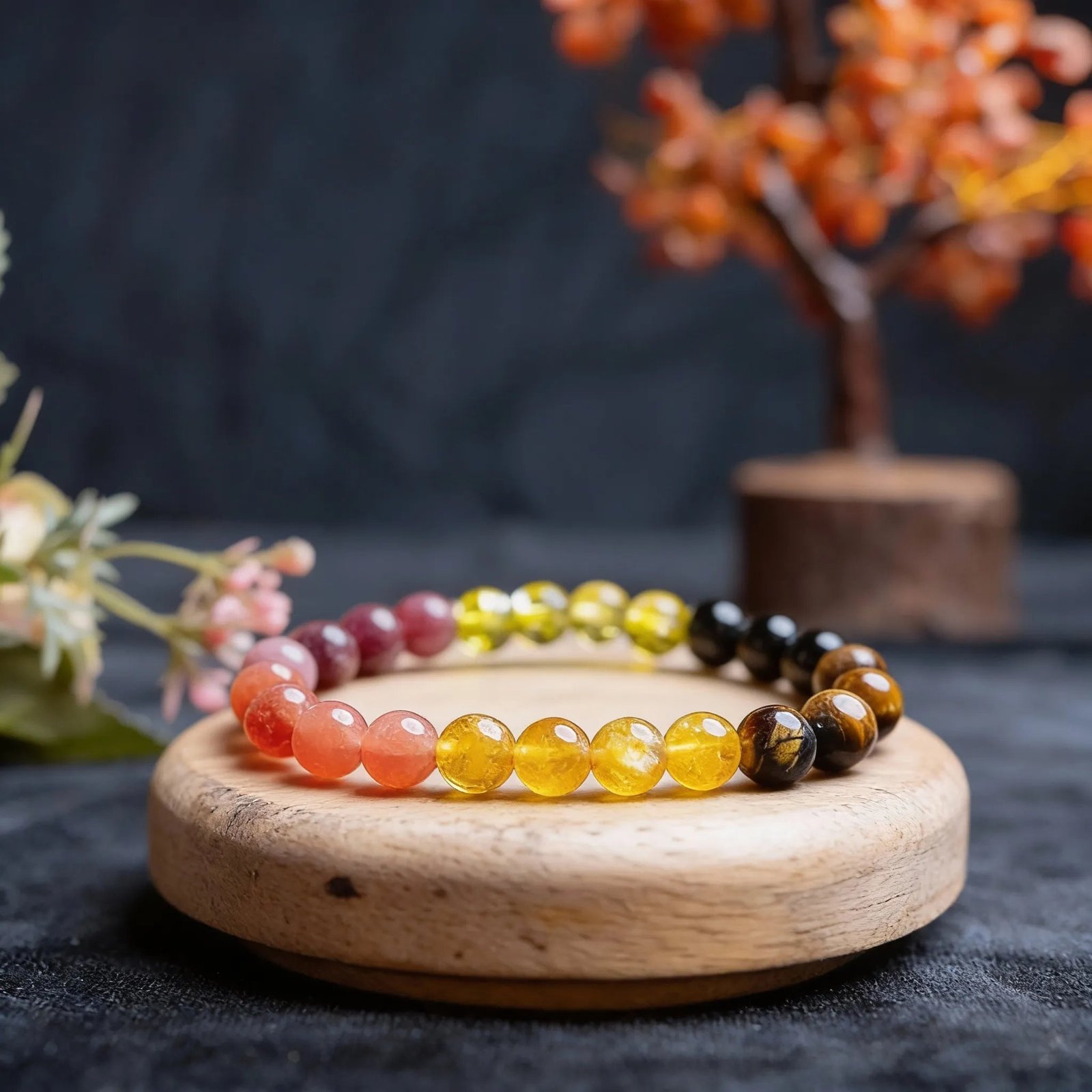 MantraMani Leo Zodiac Birthstone Crystal Bracelet - Energized Vedic Gemstone Jewelry - MantraMani