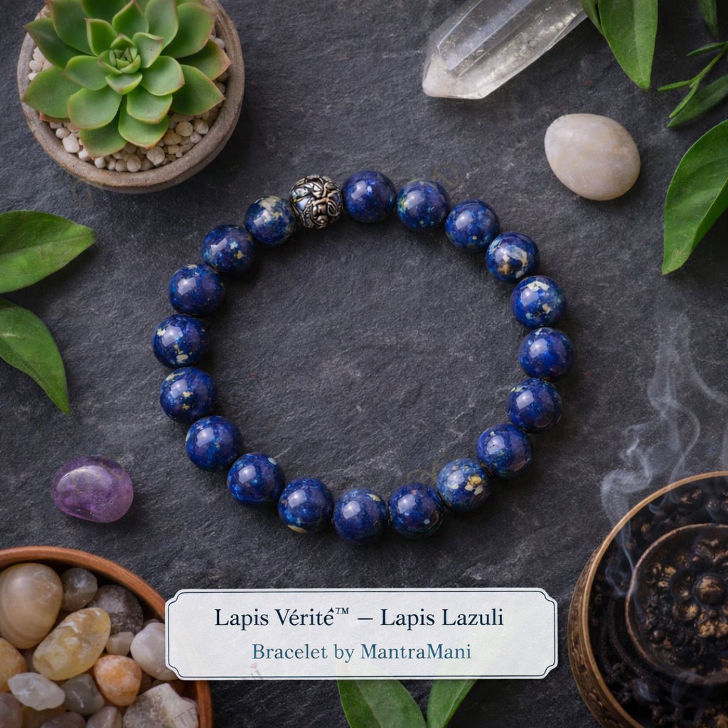 MantraMani Lapis Verit Lapis Lazuli Bracelet for Career Growth, Government Job Focus & Mental Clarity - Energized Vedic...