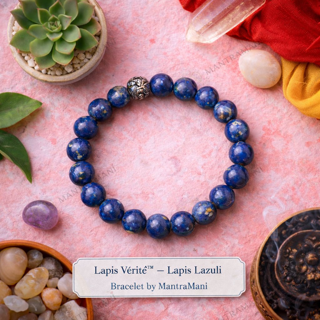 MantraMani Lapis Verit Lapis Lazuli Bracelet for Career Growth, Government Job Focus & Mental Clarity - Energized Vedic...