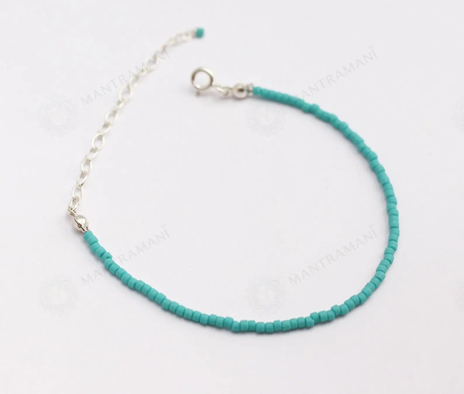 MantraMani Blue Magnesite Turquoise Anklet - Energized Vedic Gemstone Jewelry - MantraMani