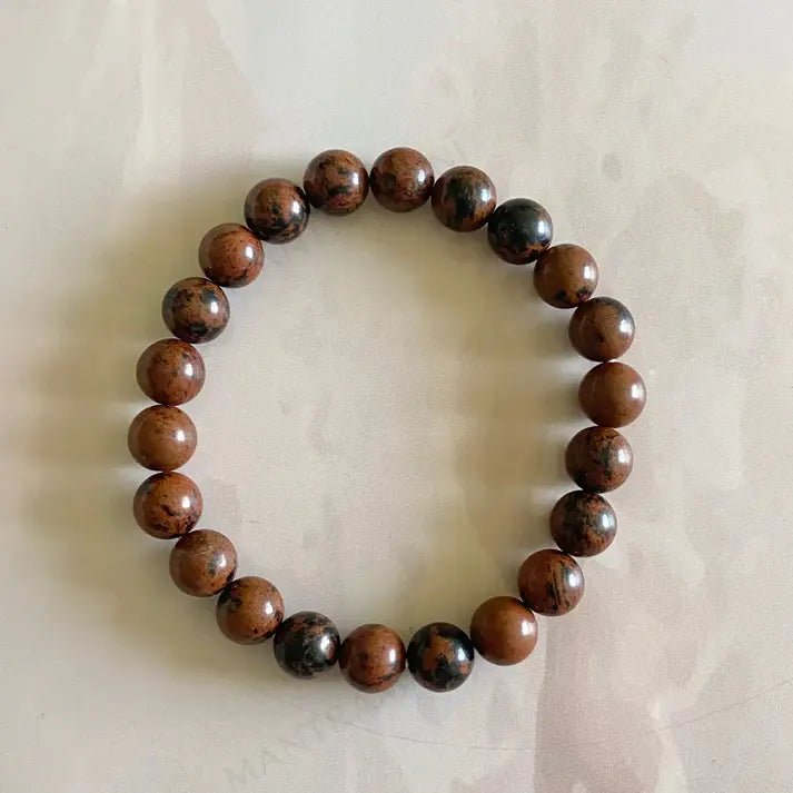 MantraMani Mahogany Obsidian Bracelet - Energized Vedic Gemstone Jewelry - MantraMani